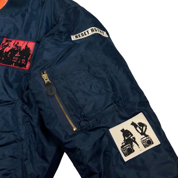 RARE OG HSTRY BY NAS God's Son Bomber Jacket Mens Size L Navy - Picture 5 of 12